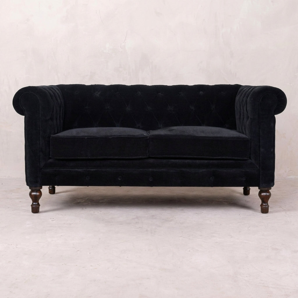 Black Velvet Chesterfield Sofa