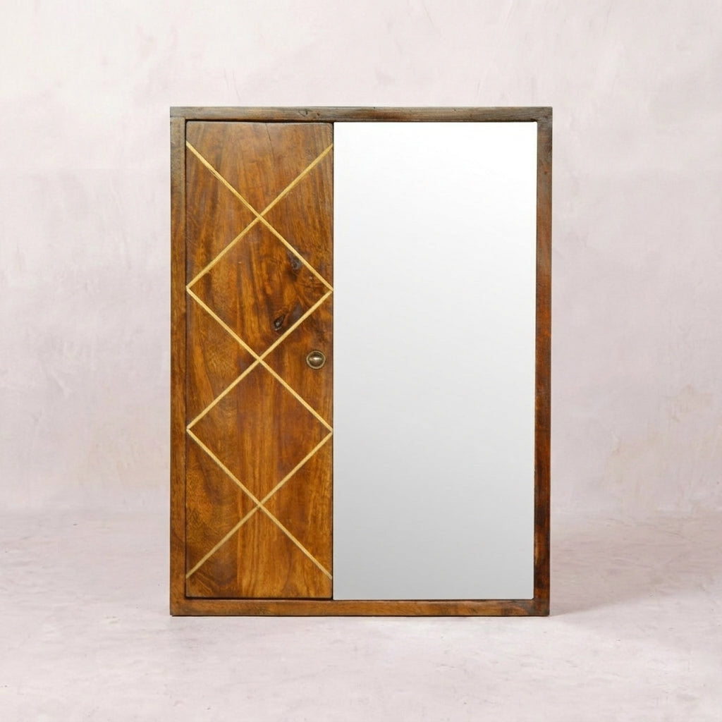 Sliding Brass Wall Mirror Cabinet