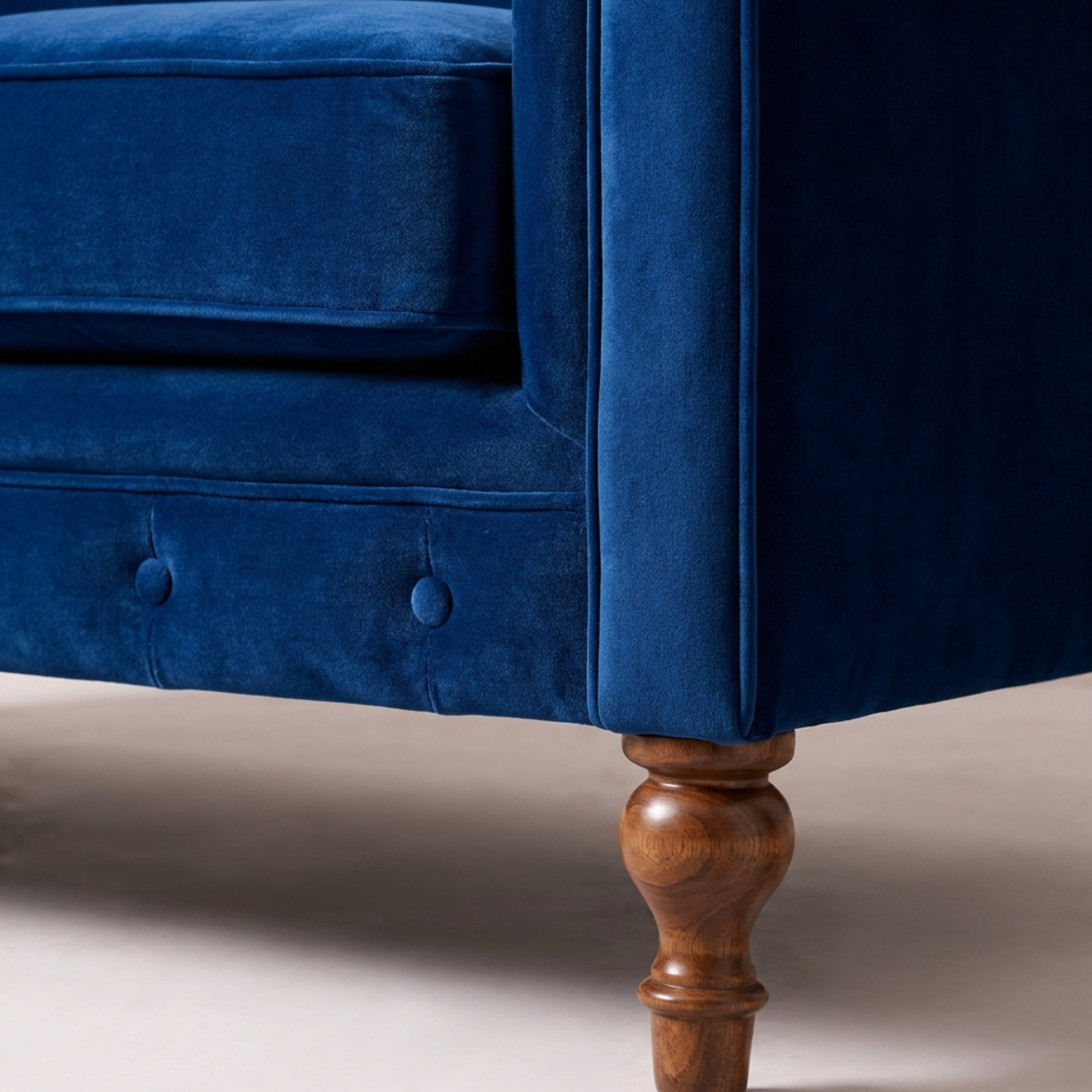 Royal Blue Velvet Chesterfield Sofa