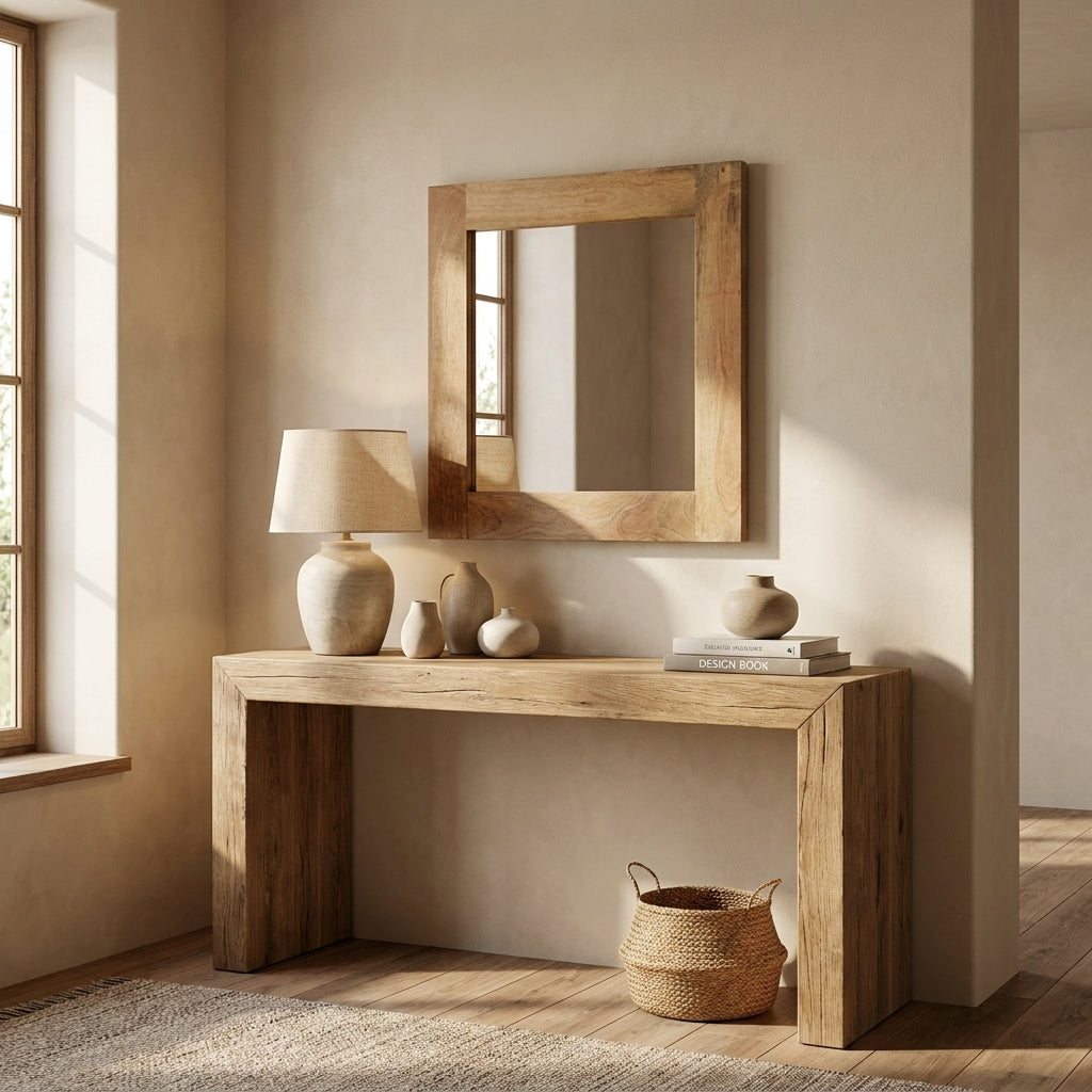 Square Wooden Frame with Mirror