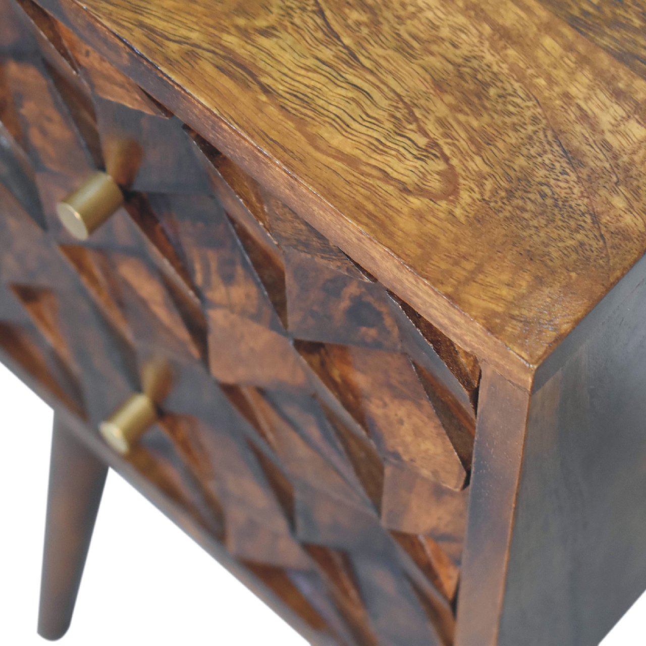 Mini Chestnut Cube 2 Drawer nightstand
