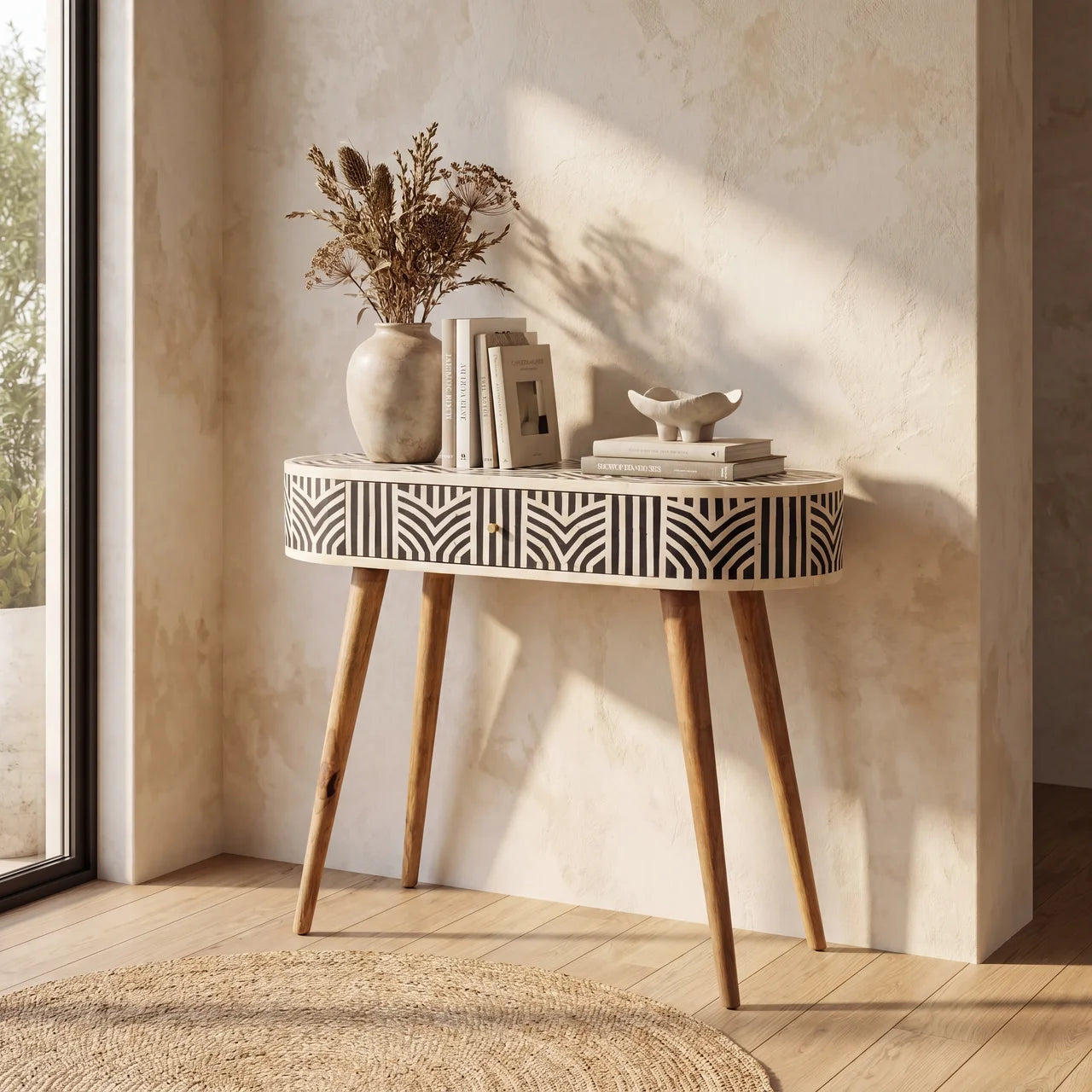 Edessa Bone Inlay Console Table