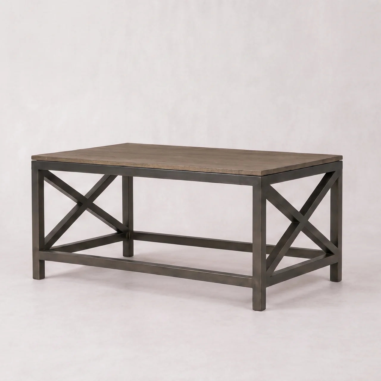 Industrial Cross Metal Oatmeal Coffee Table