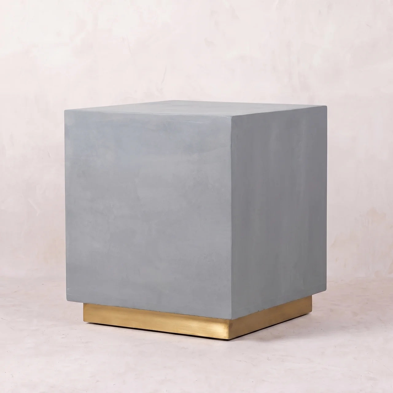 Cement Footstool with Gold Base
