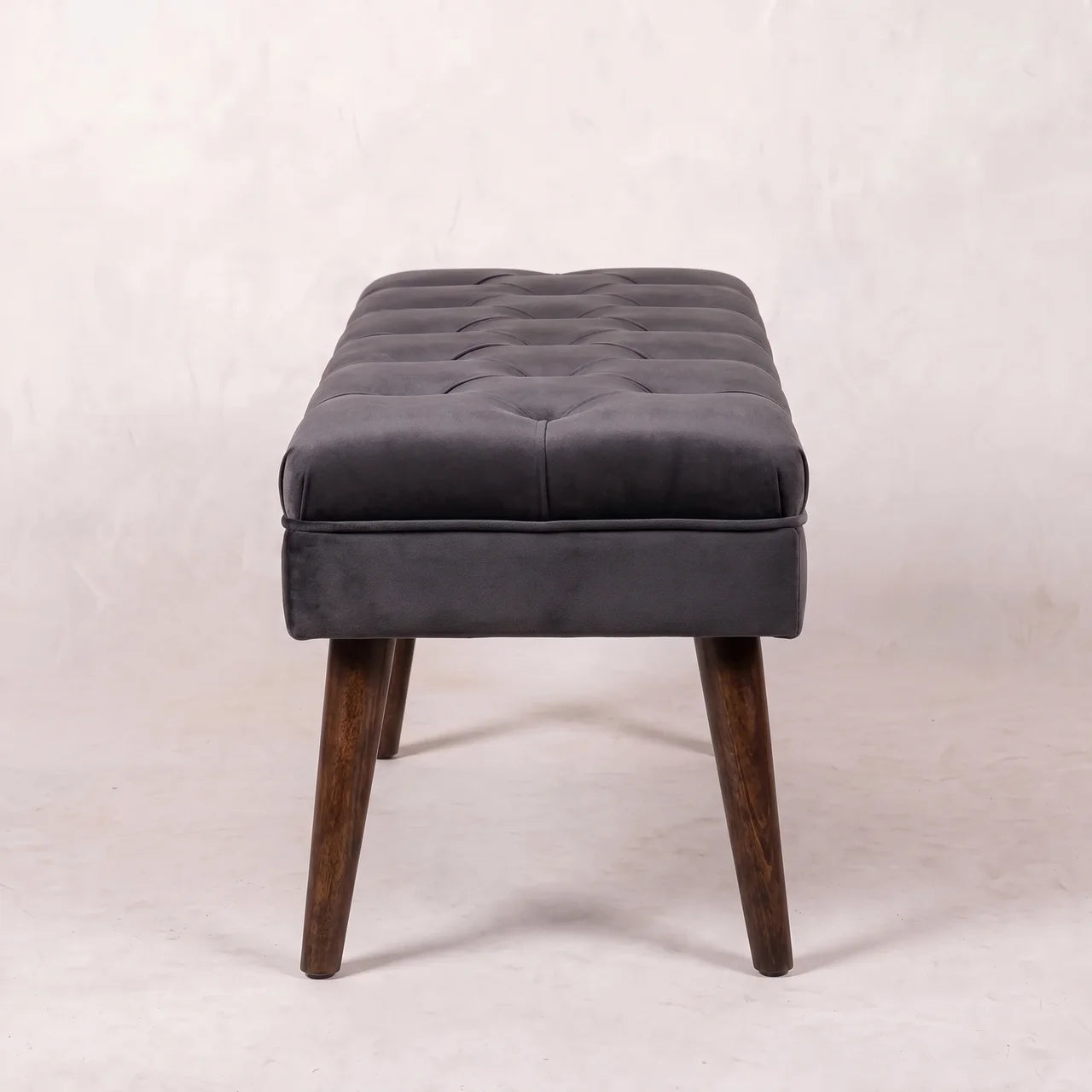 Grey Velvet Gold Base Footstool