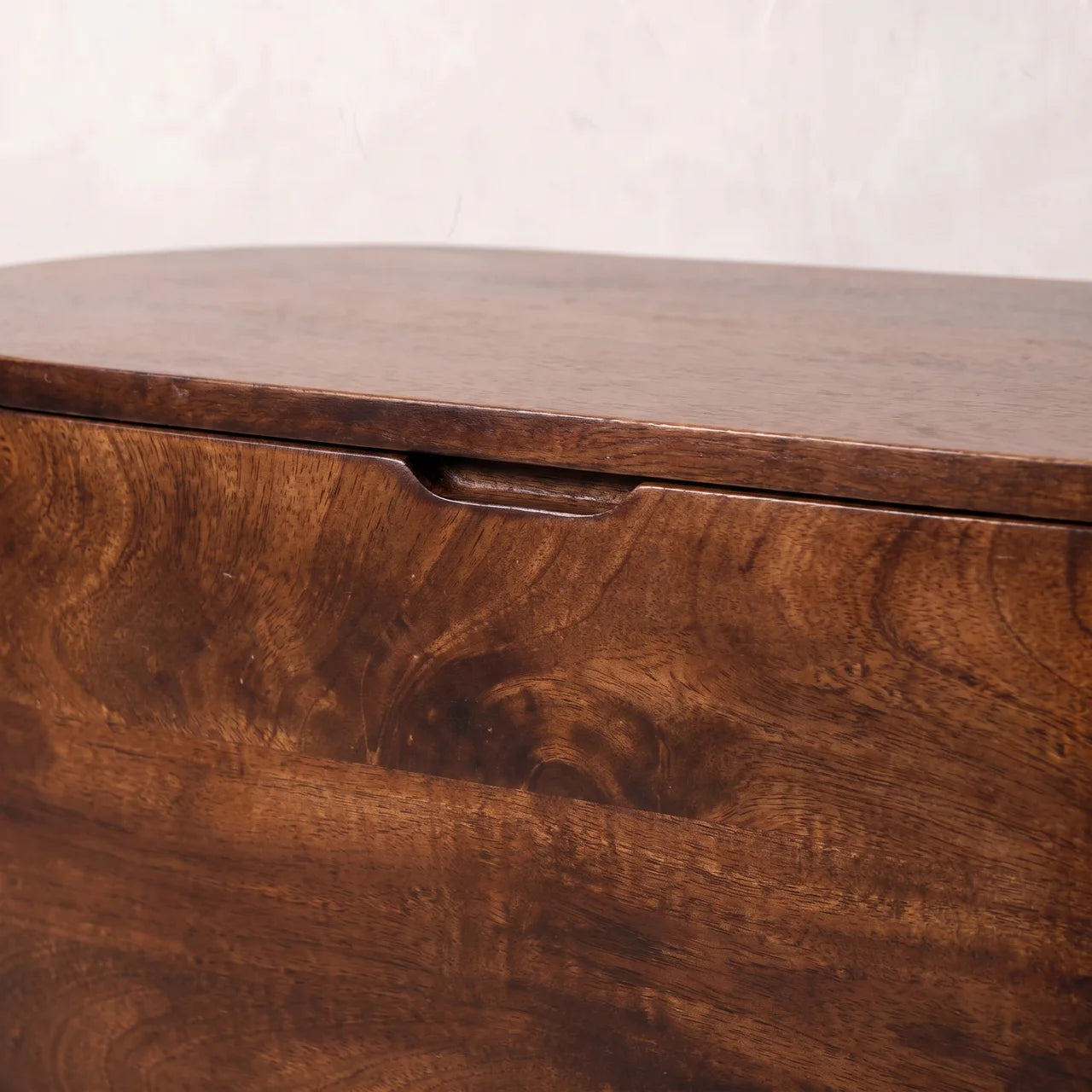 California Walnut Rounded Lid up Blanket Box
