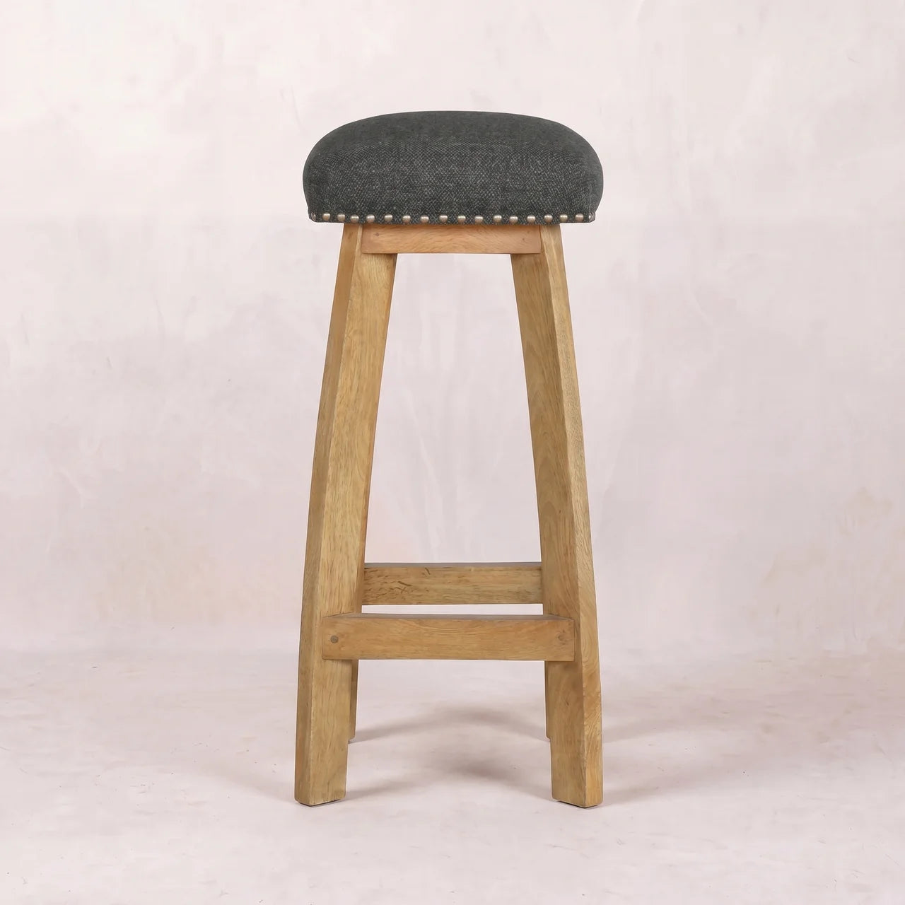 Black Tweed Studded Bar Stool