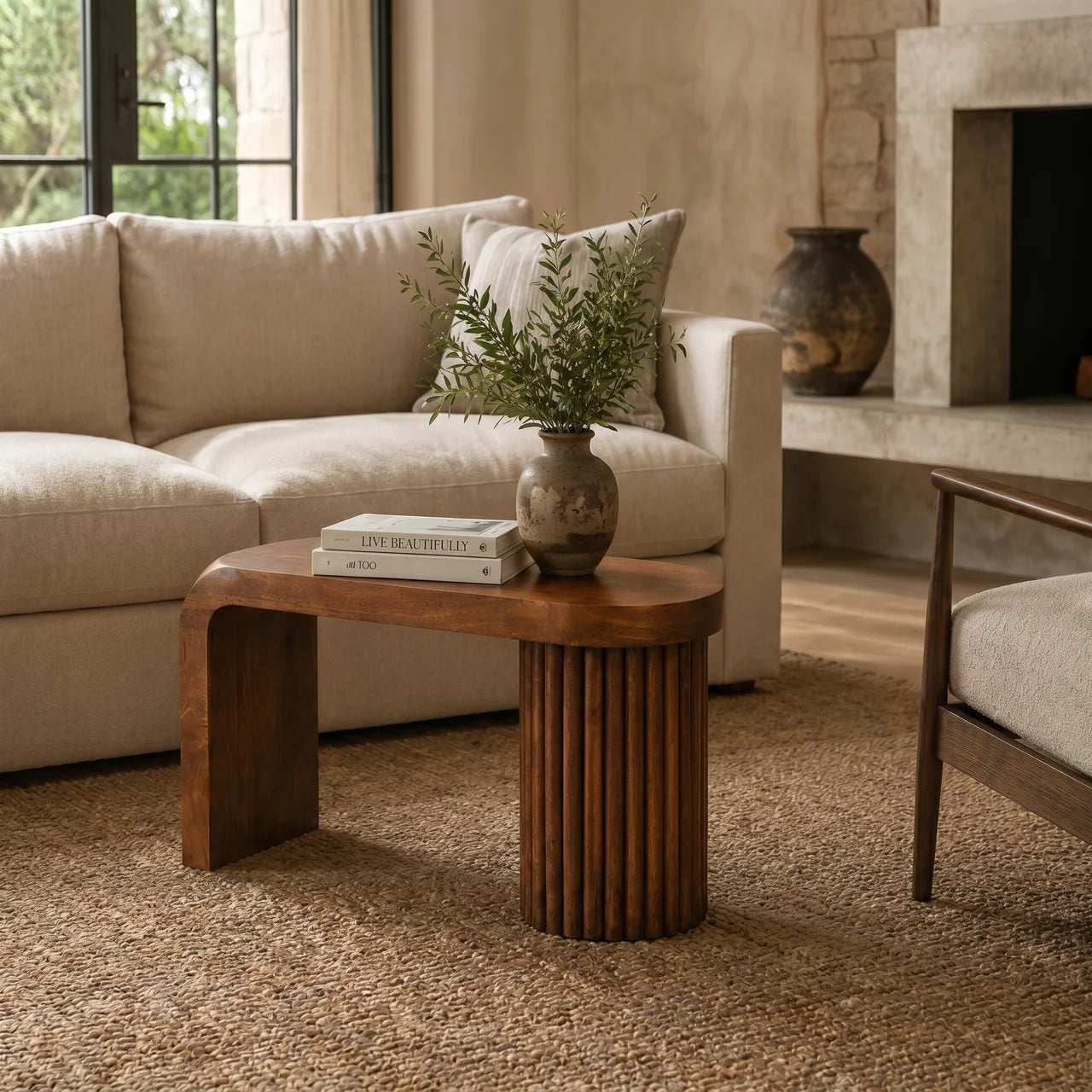 Serenity Coffee Table — Solid Mango Wood, Honey Caramel