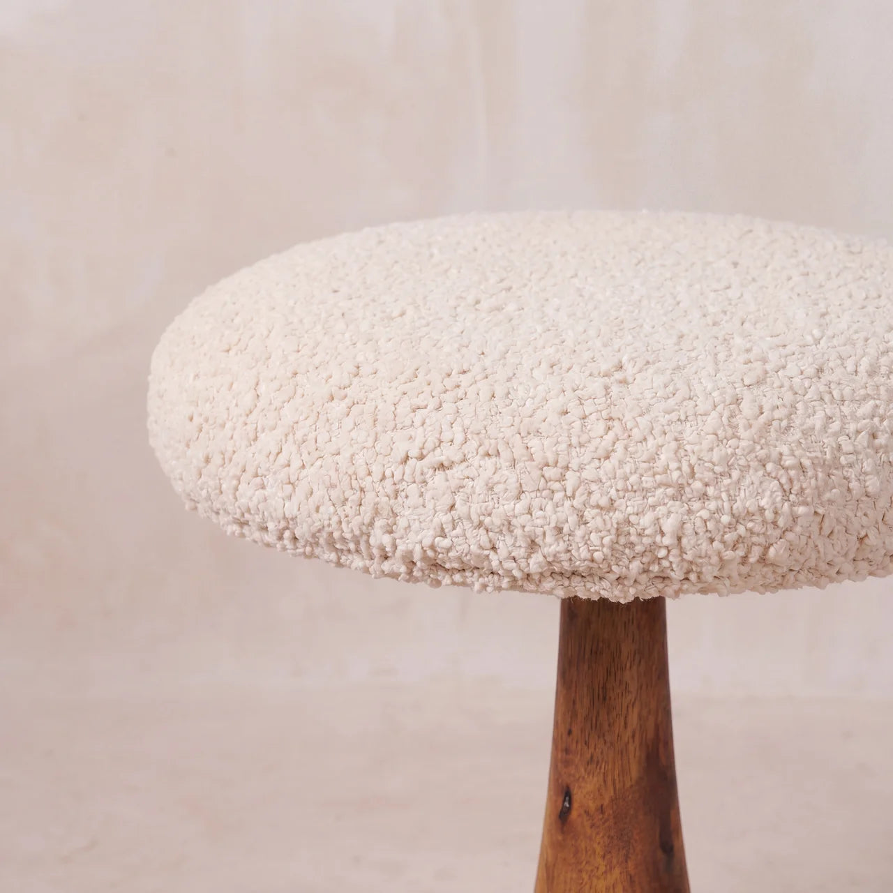 Boucle Teak Accent Stool