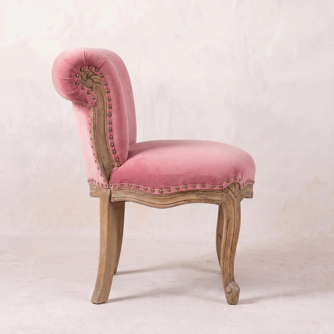 Pink Velvet Studded Chair