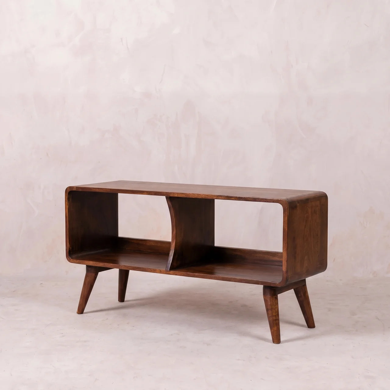 Curved Chestnut Double Slot Media Unit