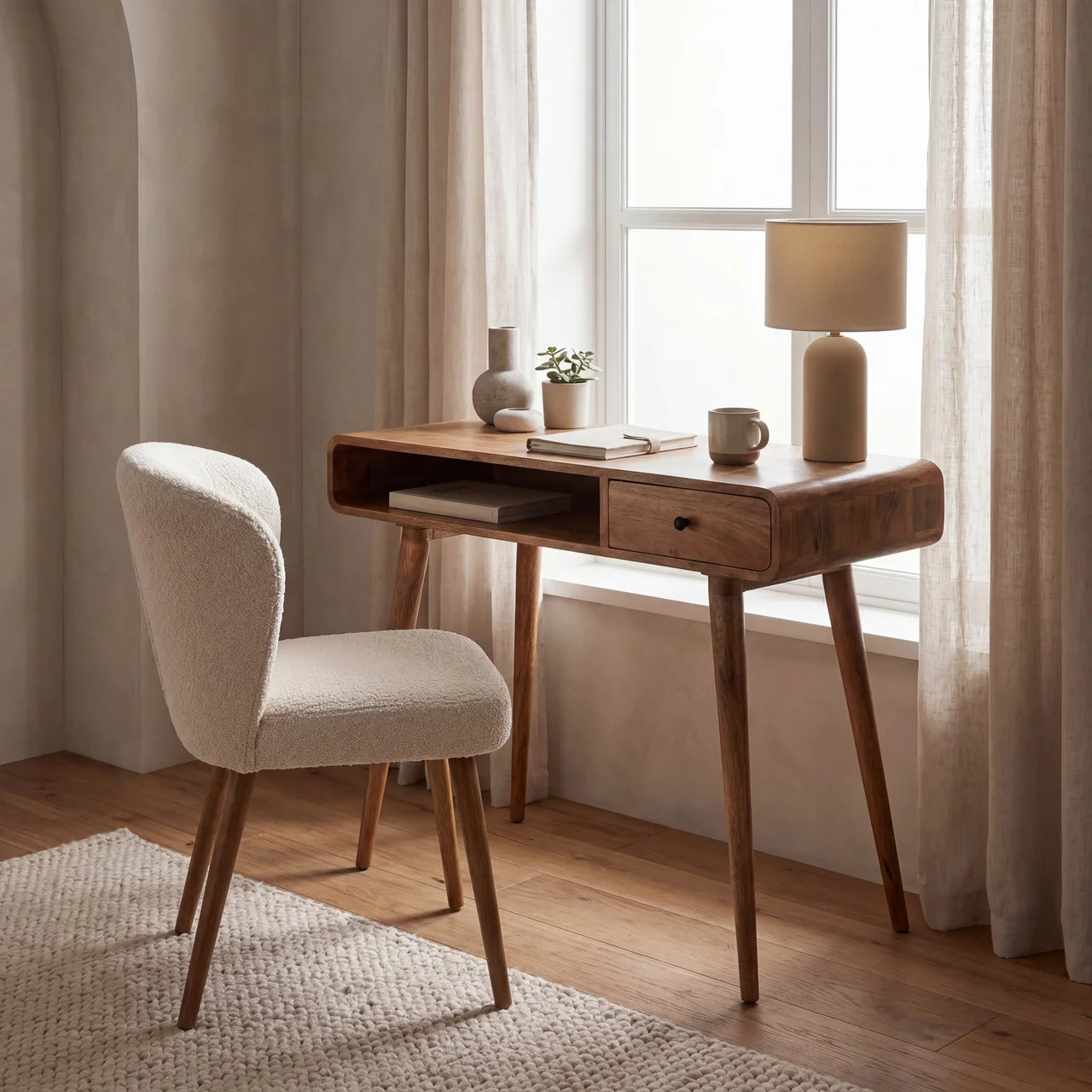 Curved Oak-ish Writing Desk