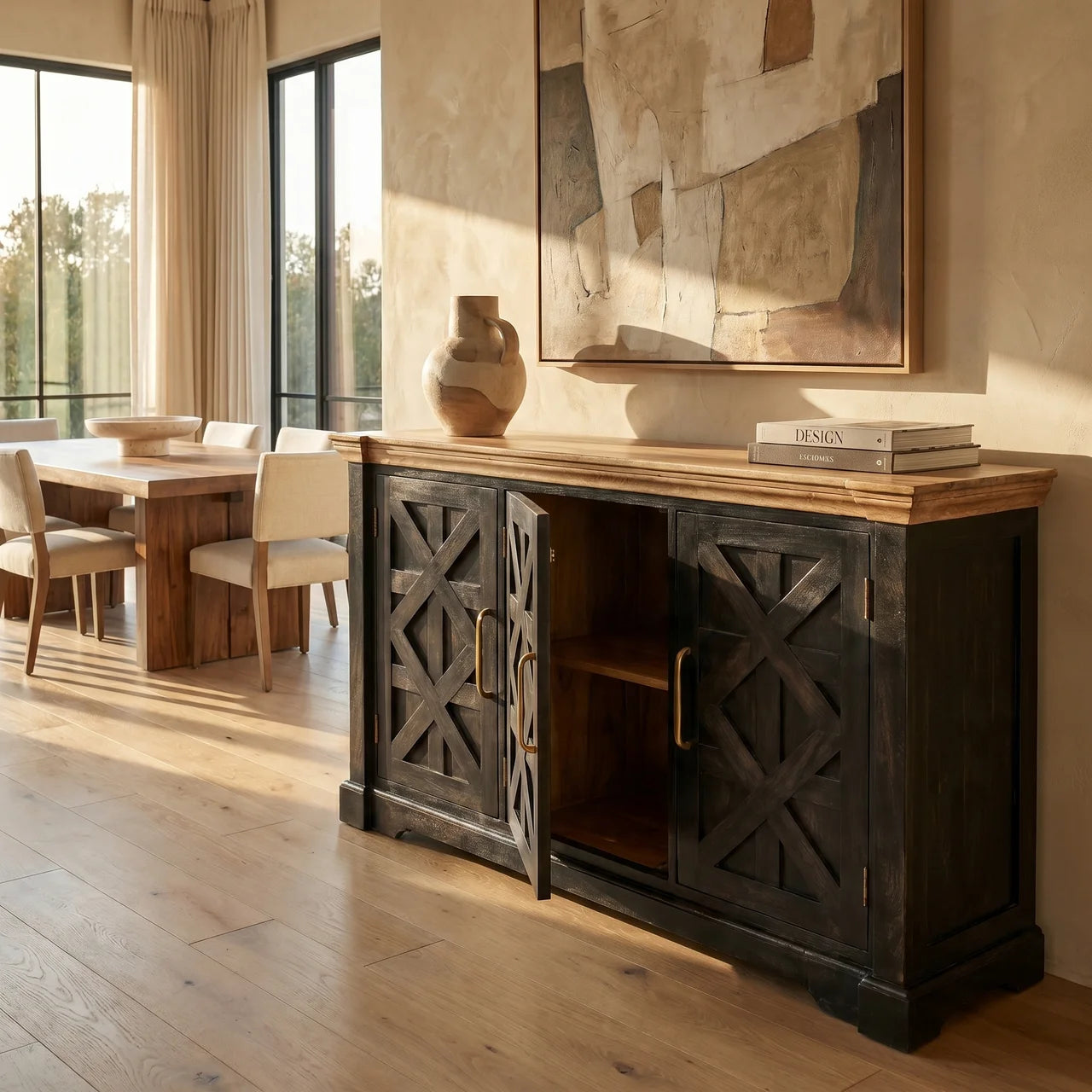 Regal Ash Black Rustic Sideboard