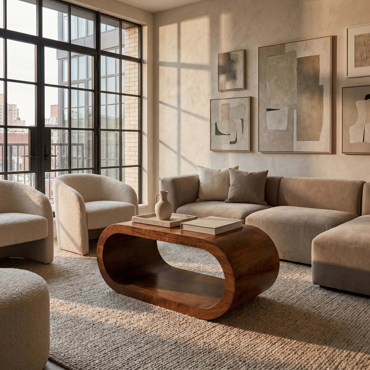 Amaya Solid Mango Wood Coffee Table in Chestnut