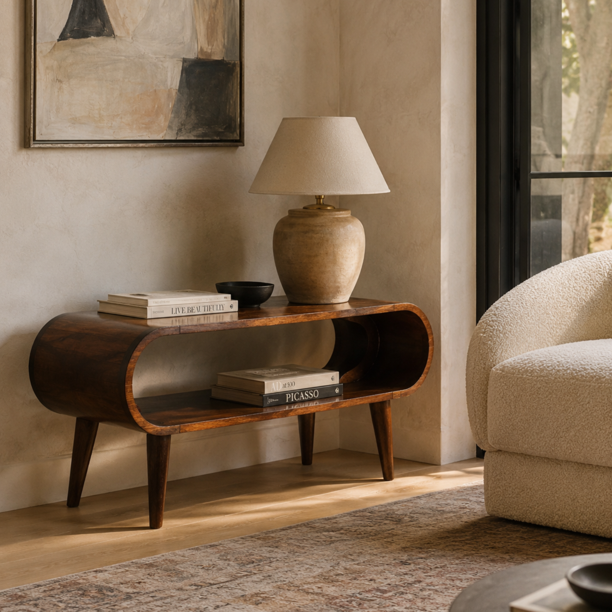 Amaya Solid Mango Wood Coffee Table in Chestnut Finish