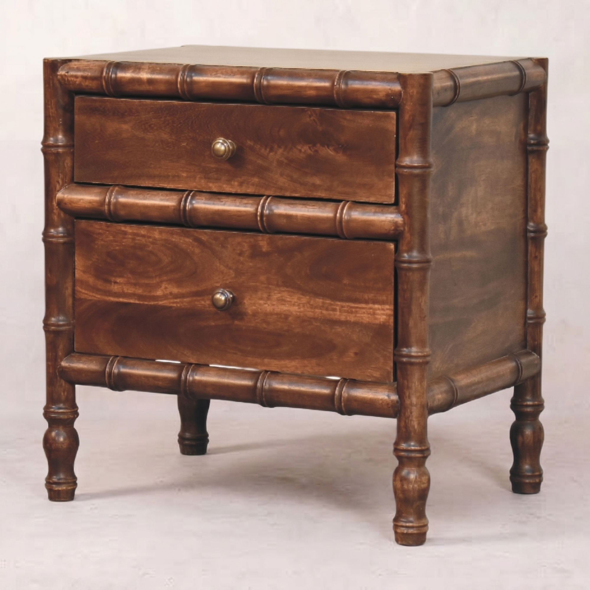 Bamboo Frame Nightstand in Roasted Almond