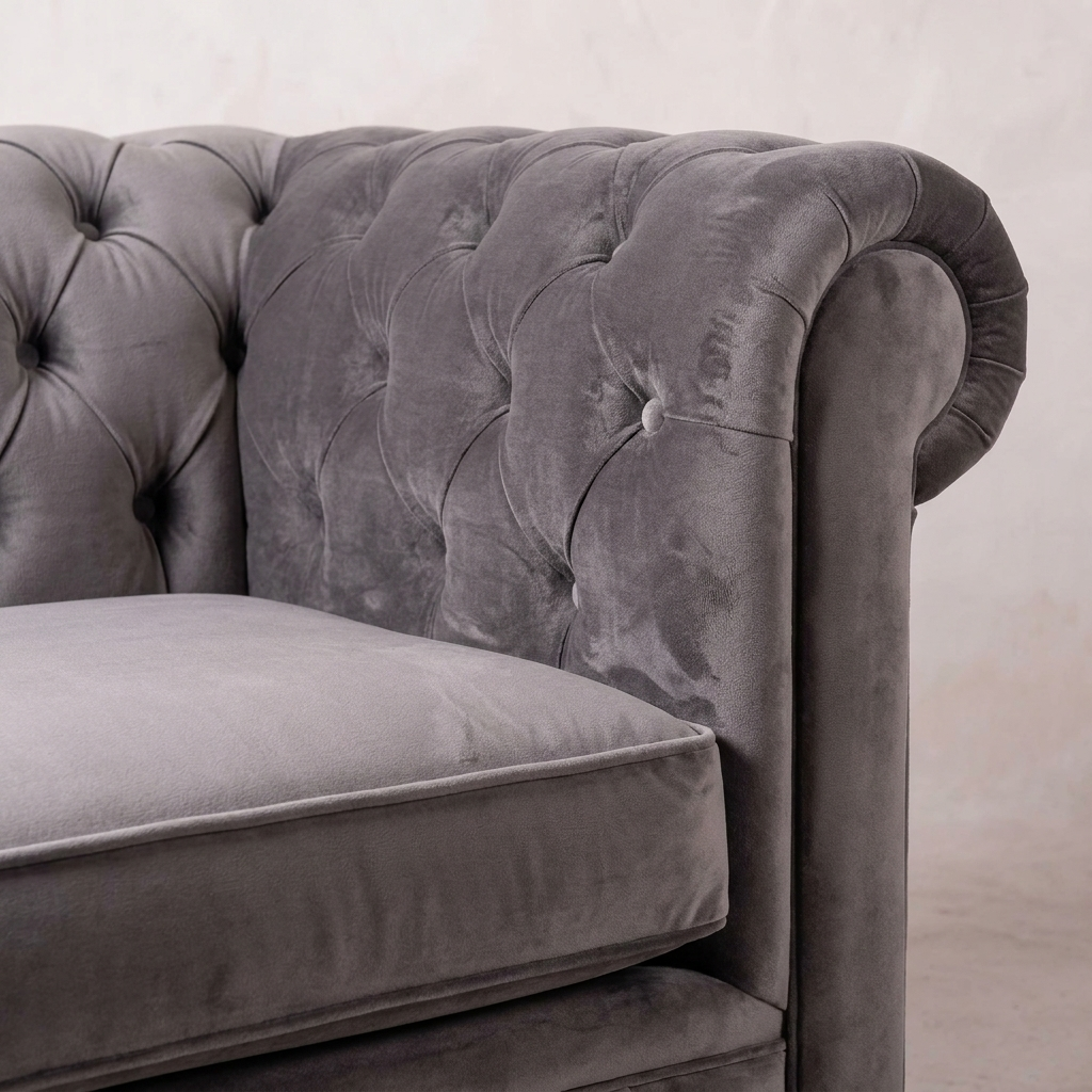 Grey Velvet Chesterfield Sofa