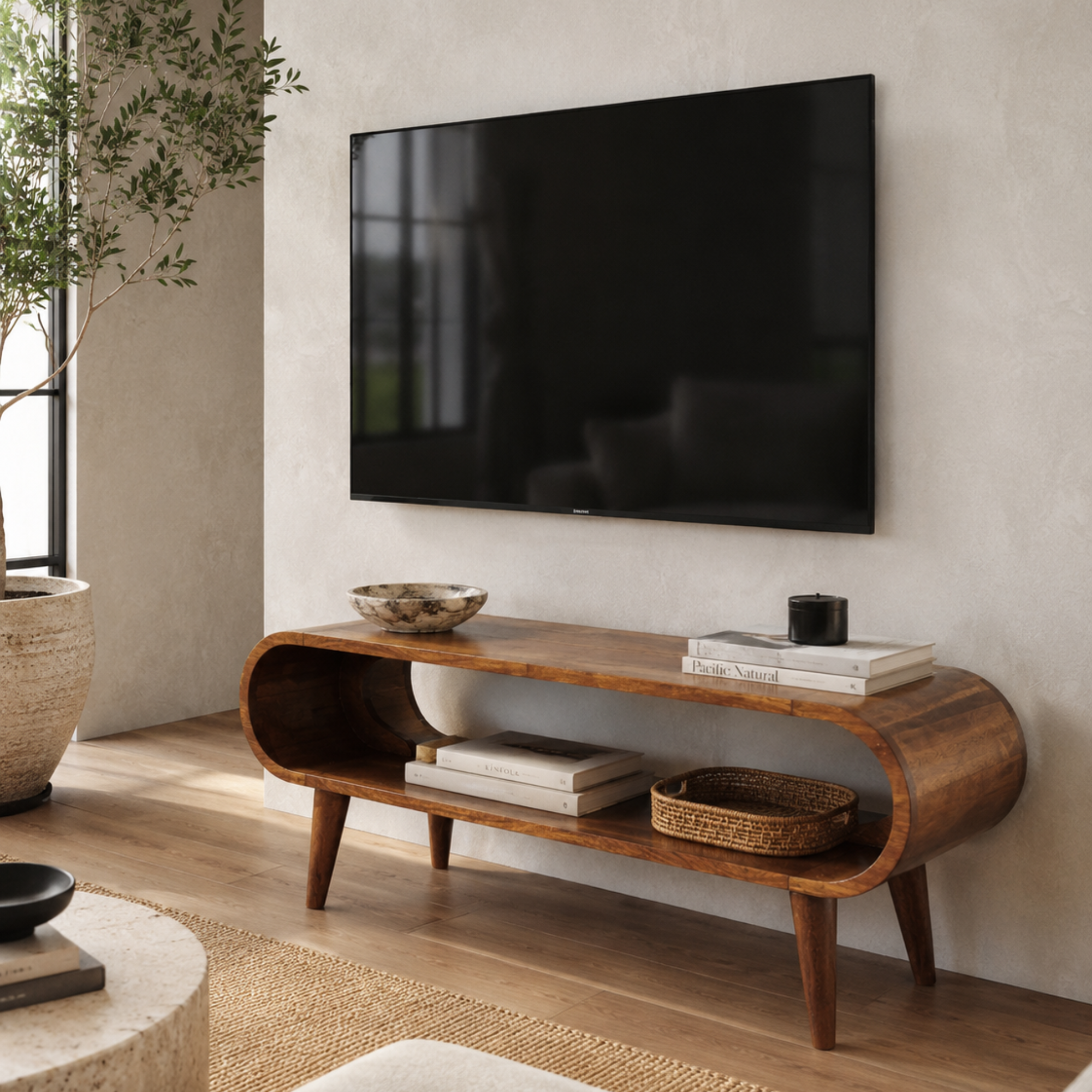 Amaya Solid Mango Wood Coffee Table in Chestnut Finish