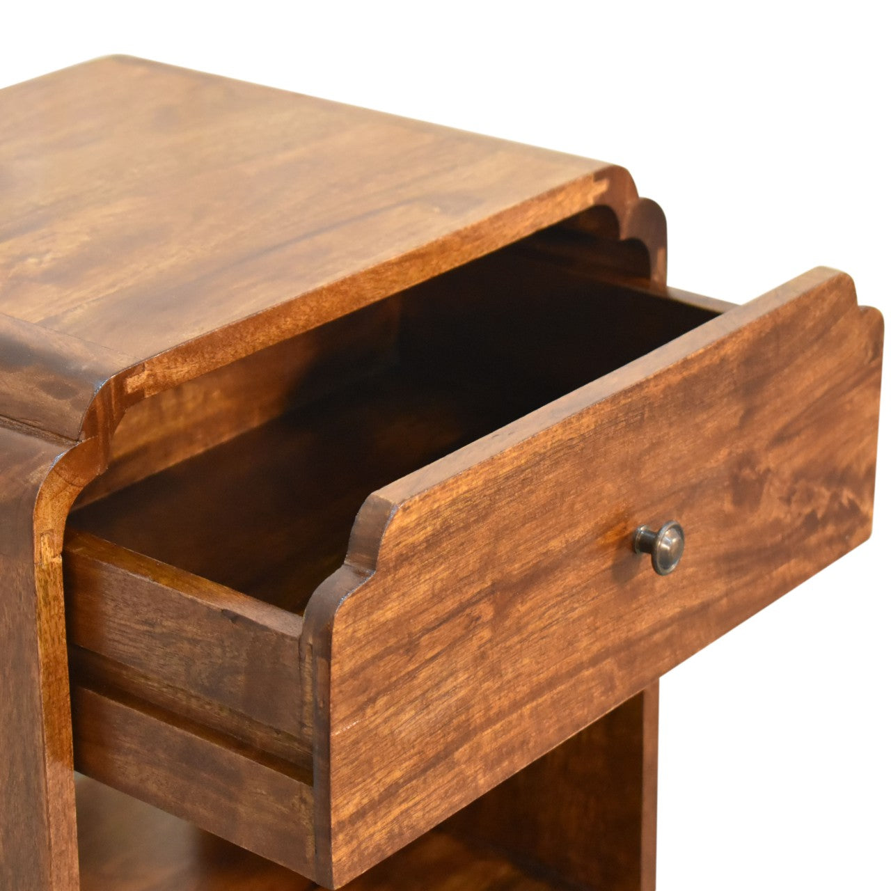Newton Nightstand — Solid Mango Wood, Chestnut Finish