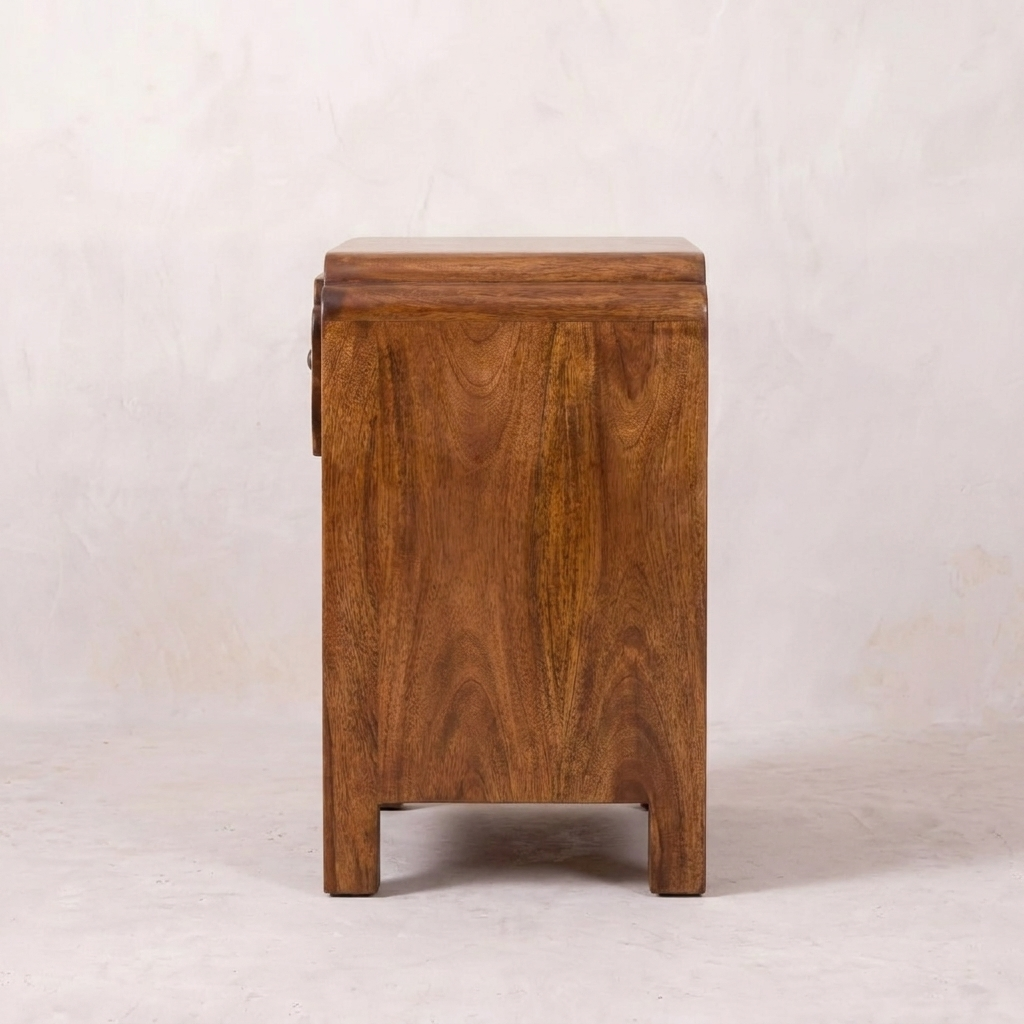 Newton Nightstand — Solid Mango Wood, Chestnut Finish