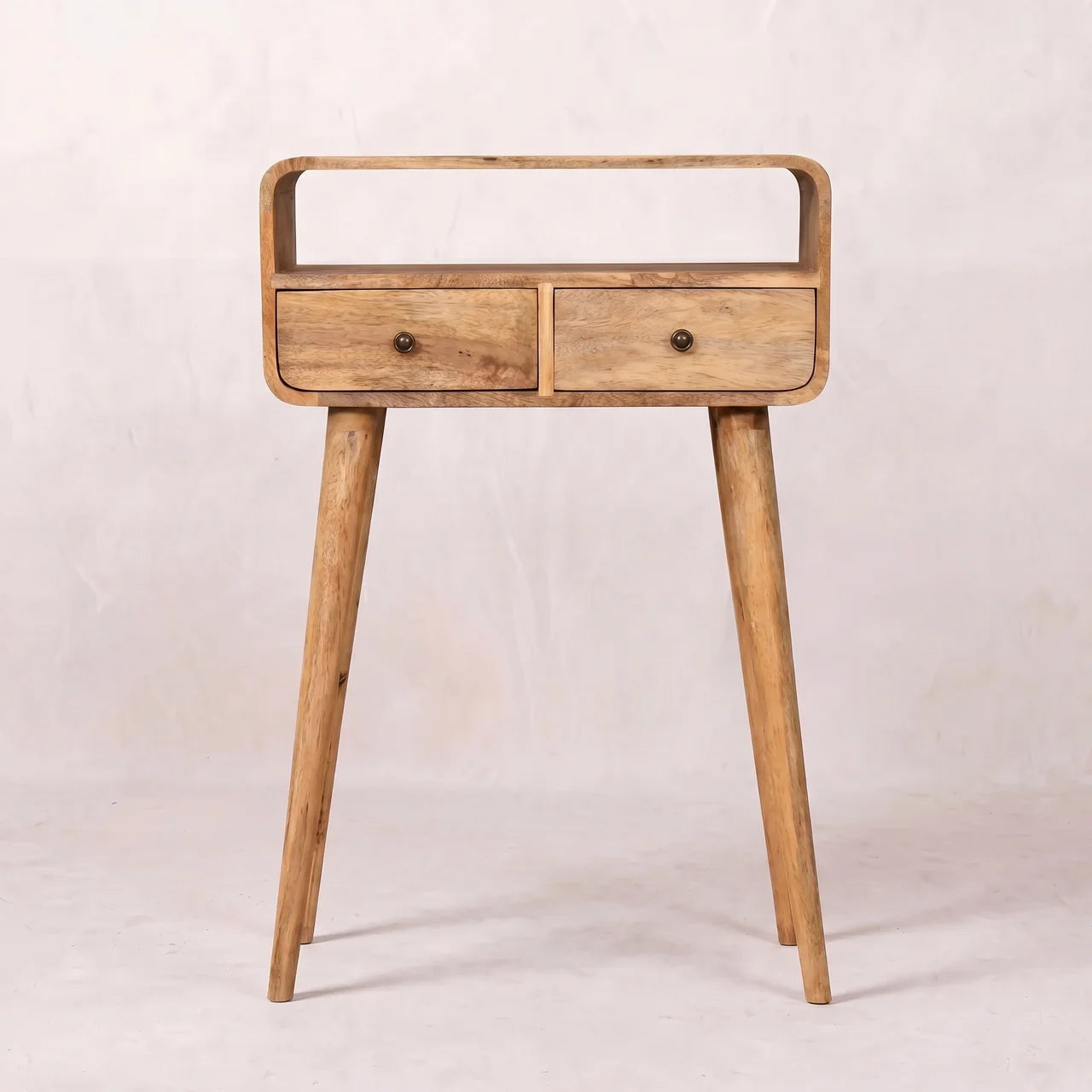 Mini Curved Oak-ish Console Table