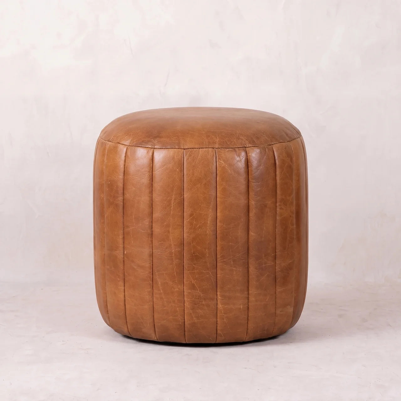 Buffalo Leather Boucle Footstool