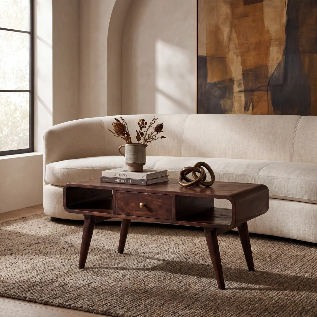 Curved California Walnut Coffee Table