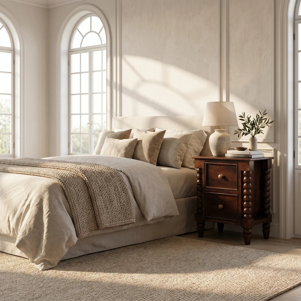 Spindle Winewood Nightstand
