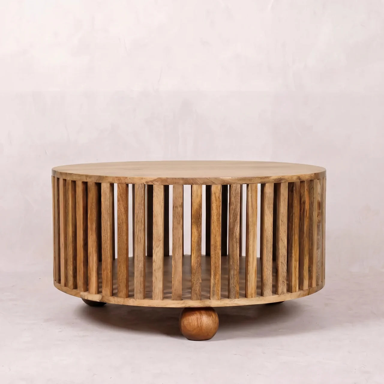 Slatted Round Oak-ish Coffee Table