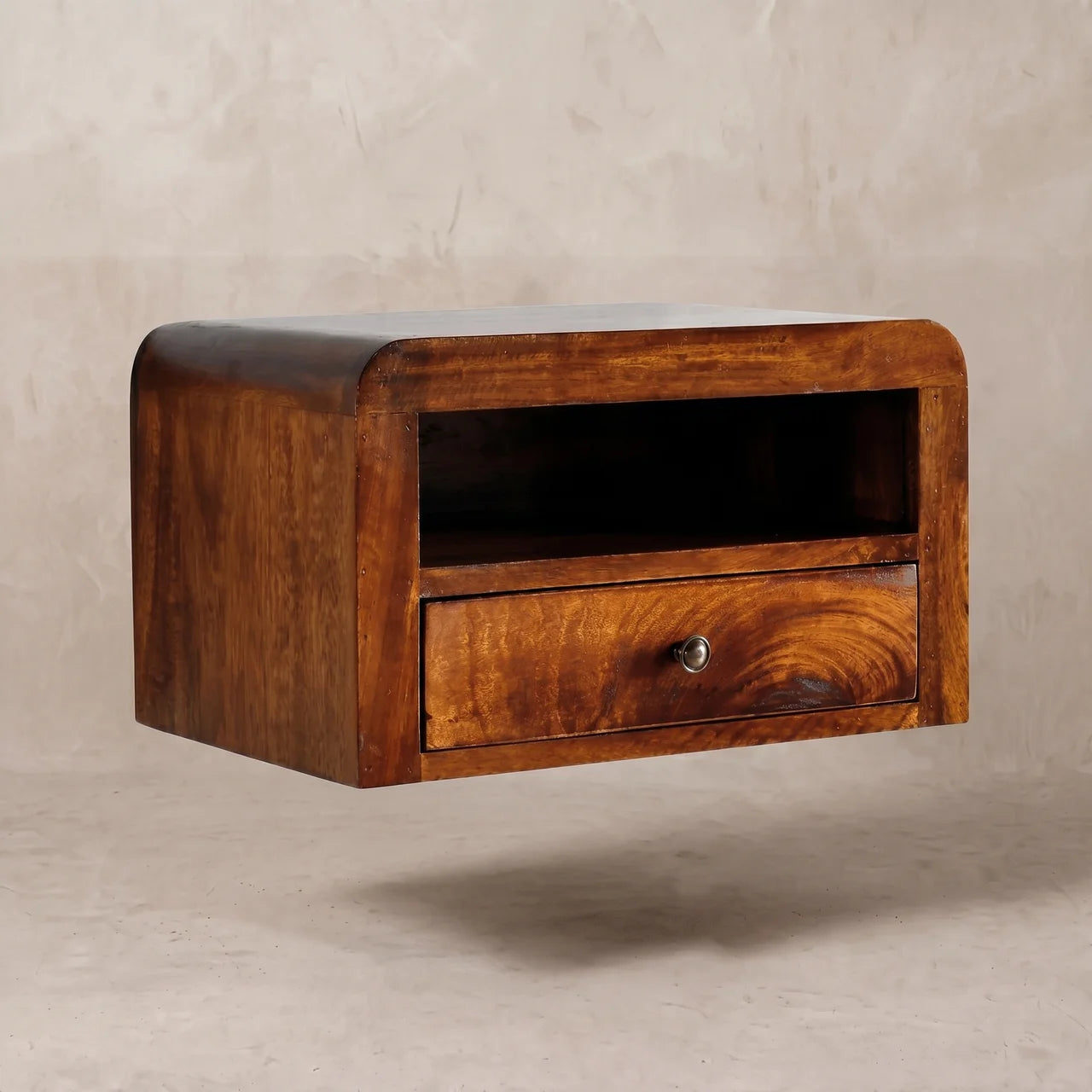 Chunky Chestnut 1 Drawer Wall Mounted Nightstand