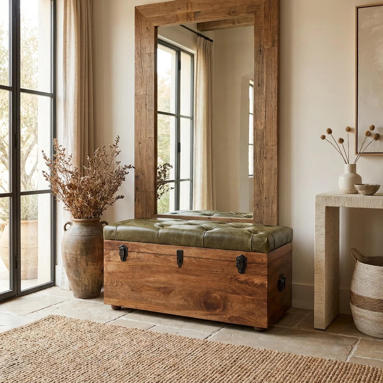 Roasted Almond Storage Trunk Bench