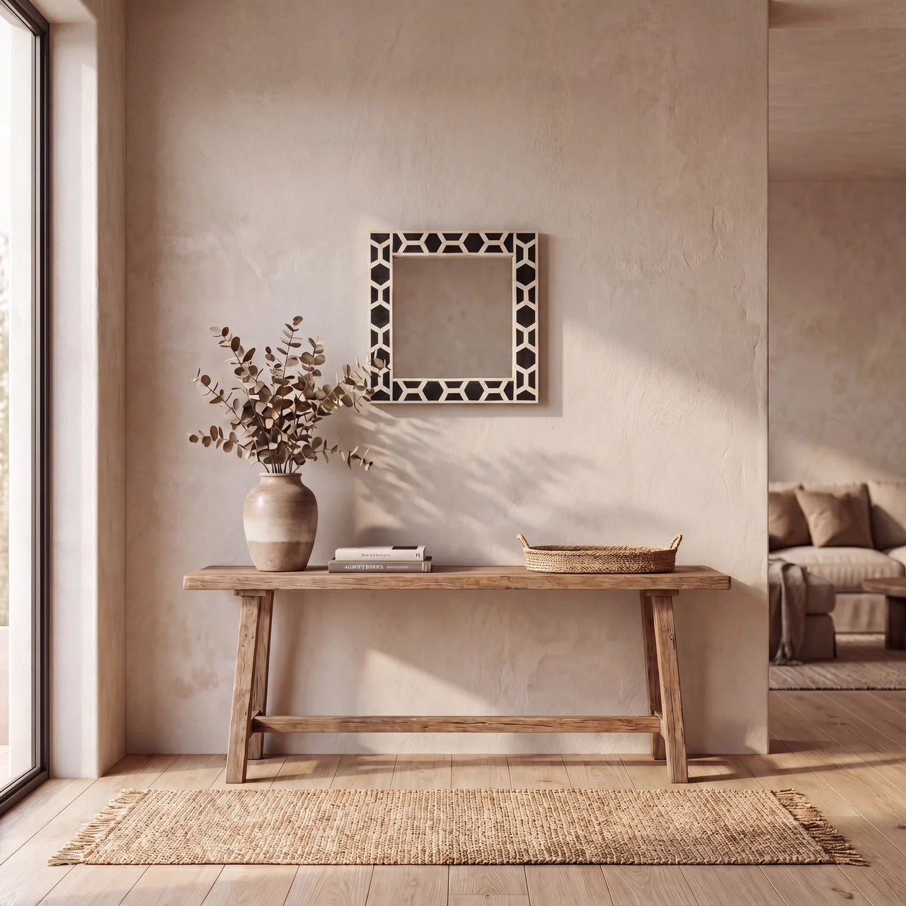 Square Bone Inlay Mirror Frame