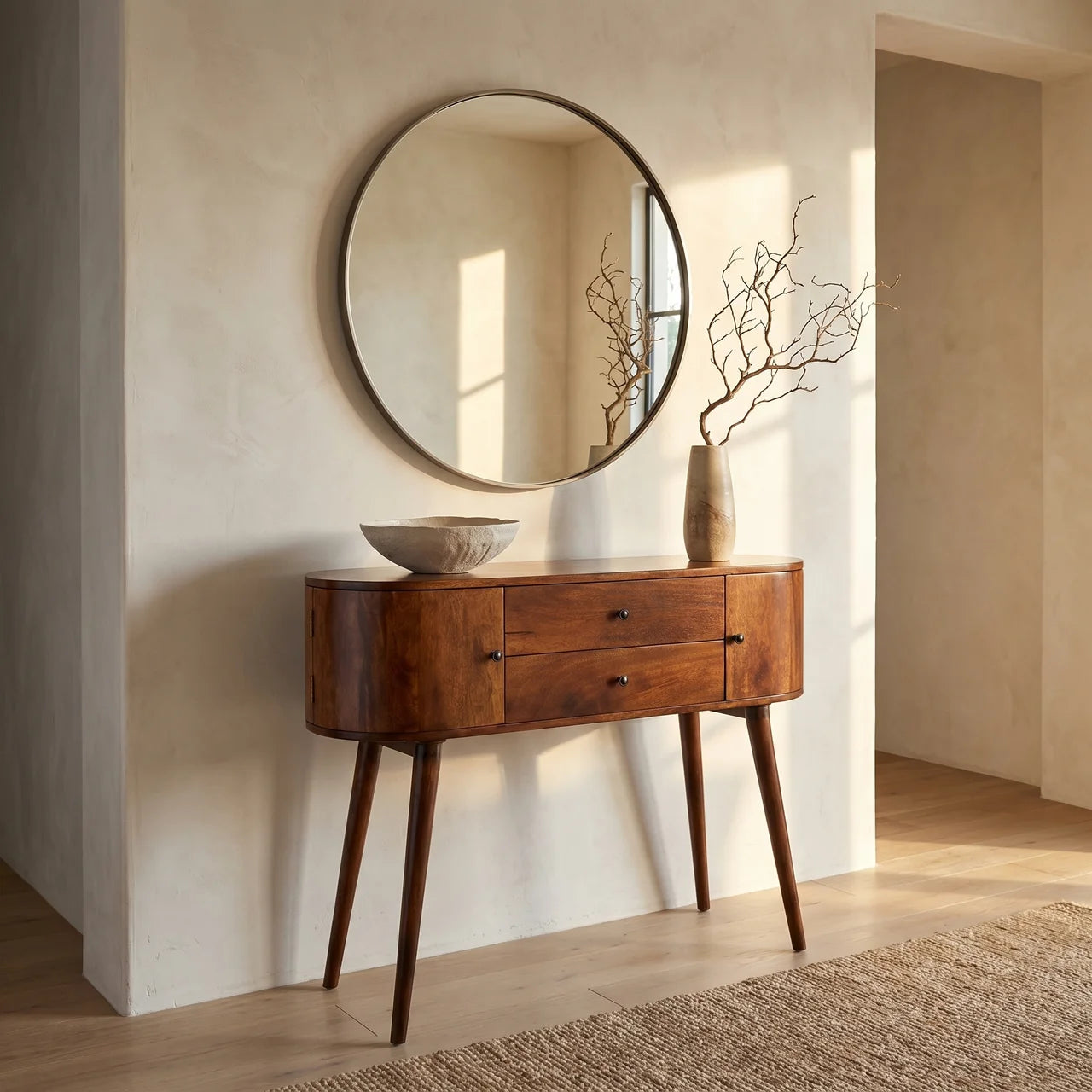 Grove Chestnut Mango Wood Console Table with Drawers
