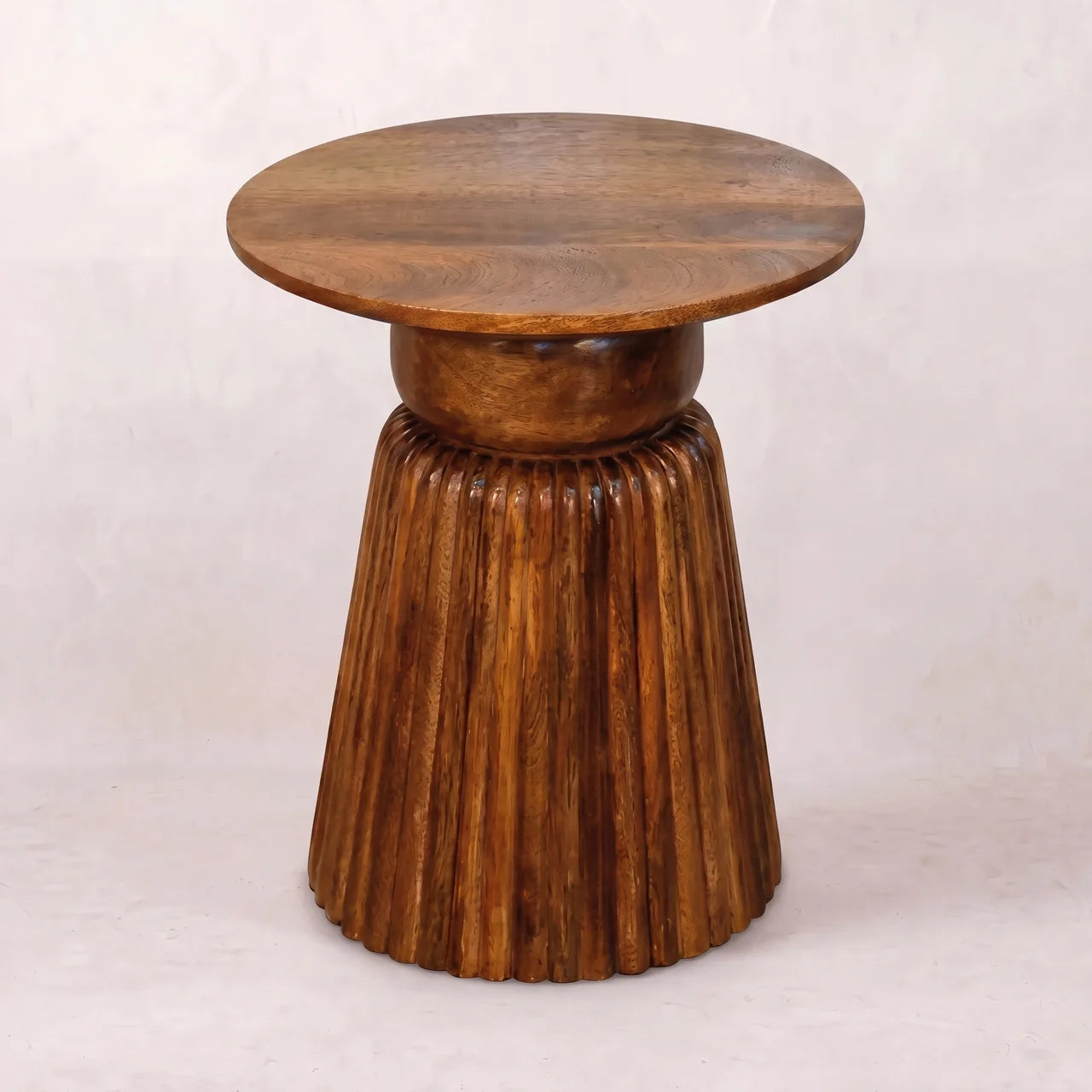 Amber Oak Round Side Table