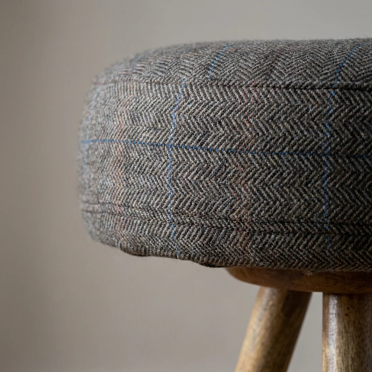 Tripod Stool with Tweed Seat Pad