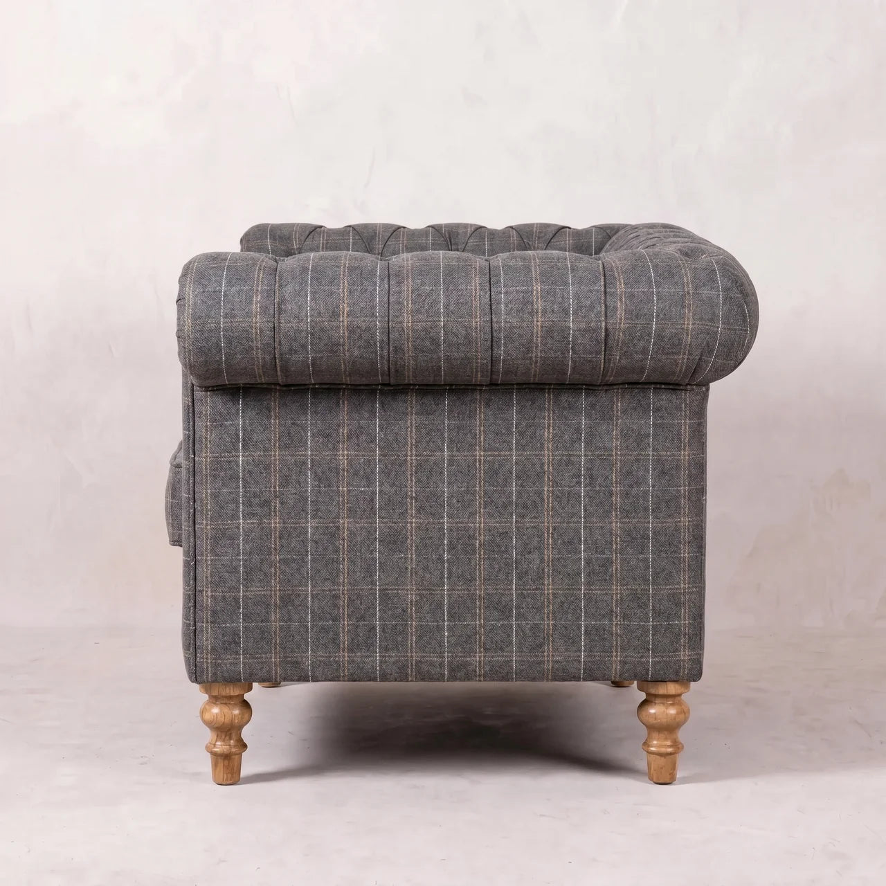 Pewter Tweed Chesterfield Armchair