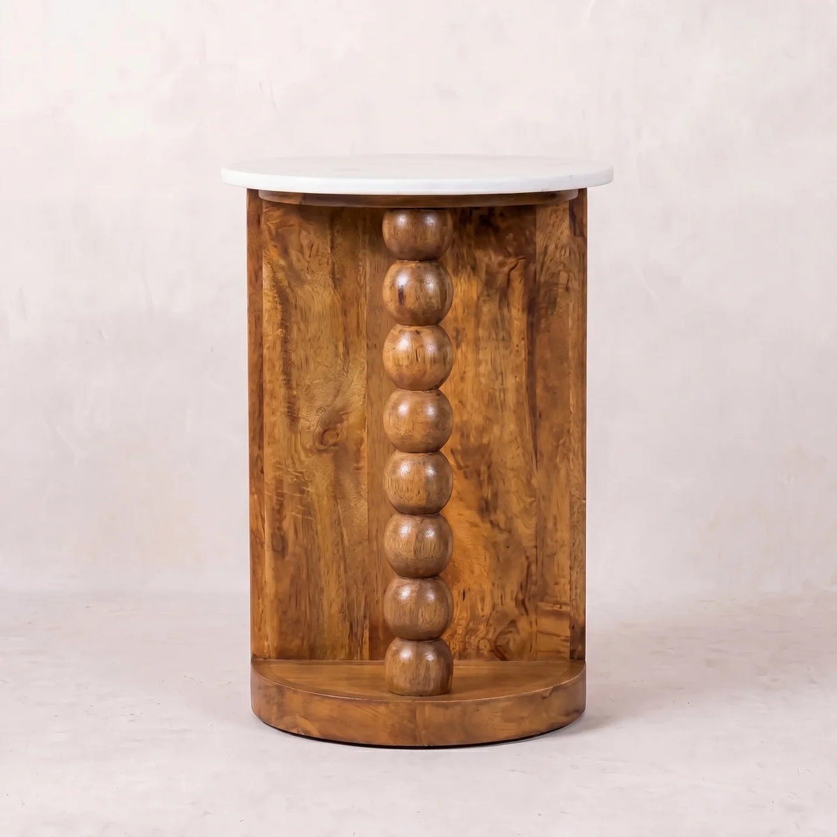 Marble-Top Spindle Side Table