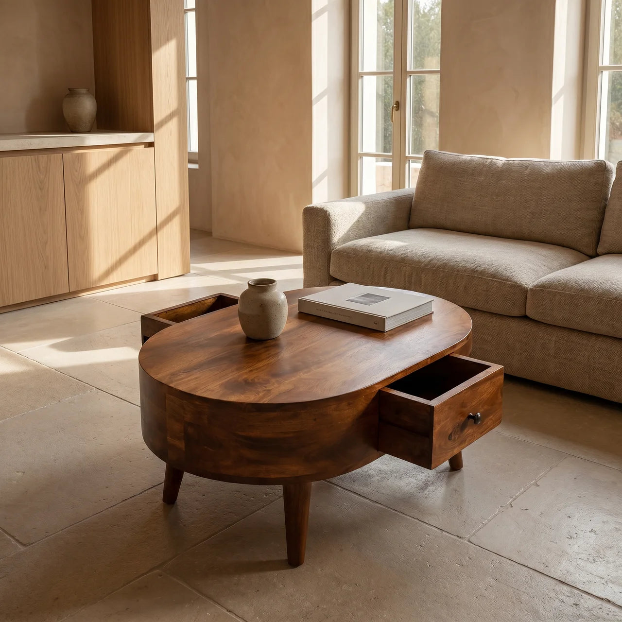 Mini Chestnut Rounded Coffee Table