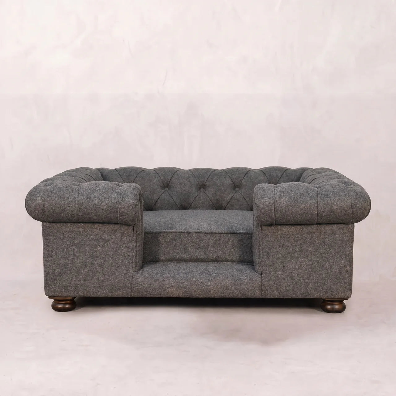 Battleship Tweed Button Pet Bed