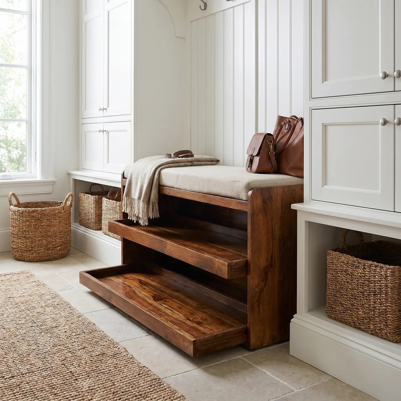 Mud Linen Shoe Bench