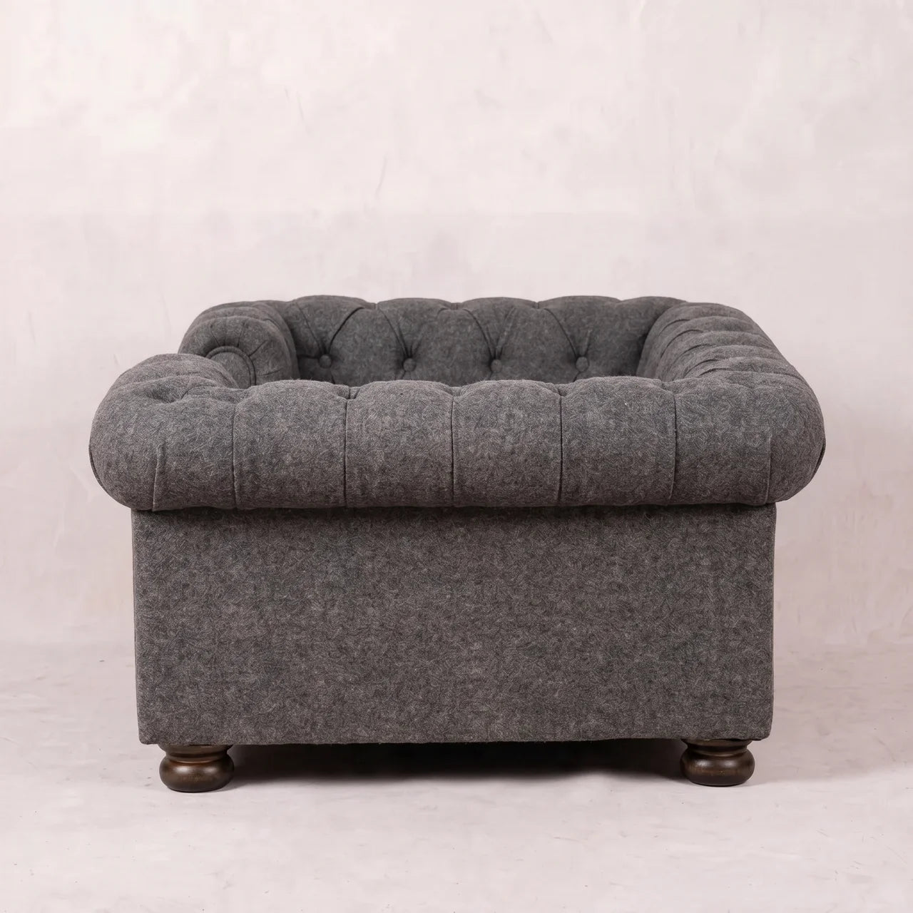 Battleship Tweed Button Pet Bed