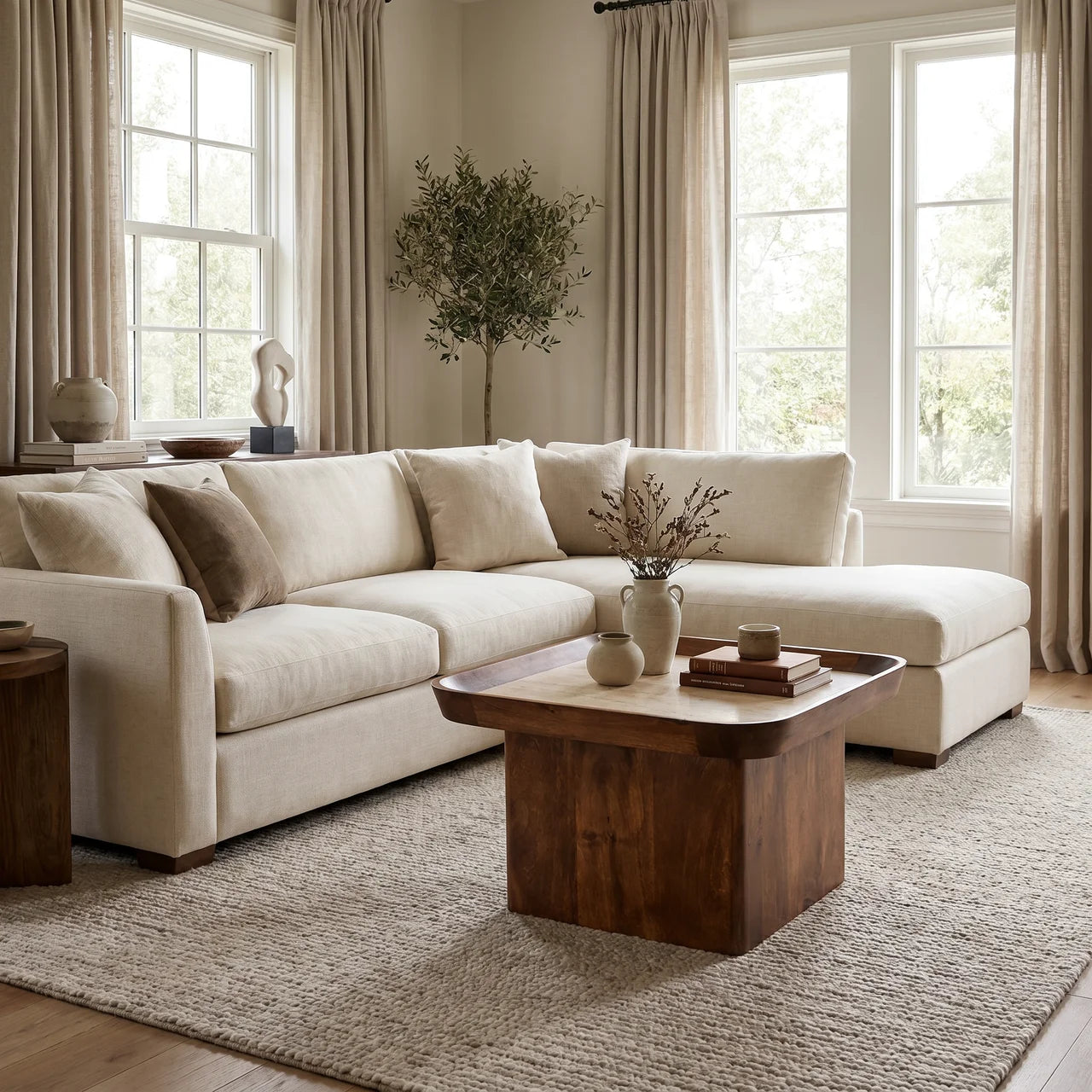 Travertine Top Tray Coffee Table