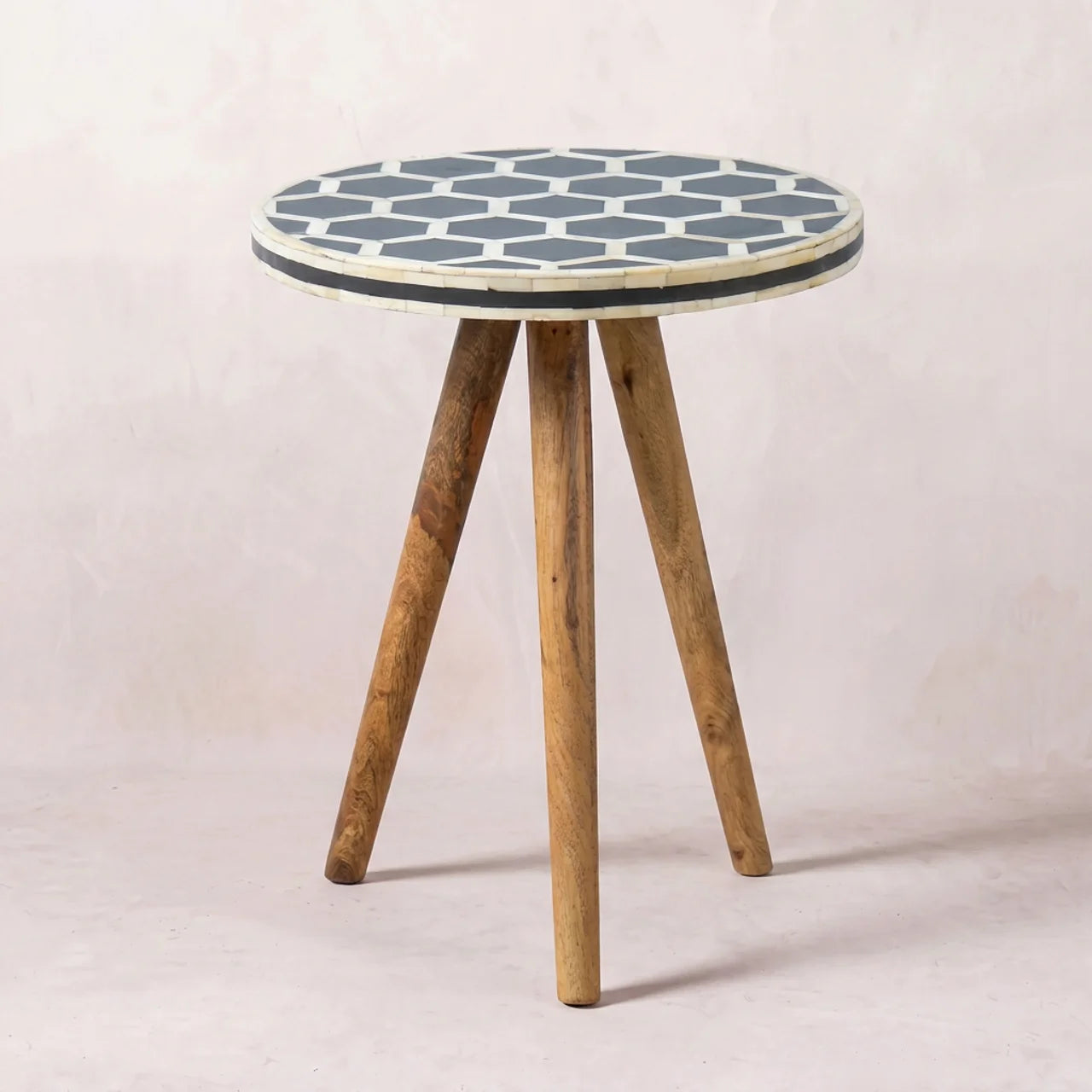 Bone Inlay Tripod Stool