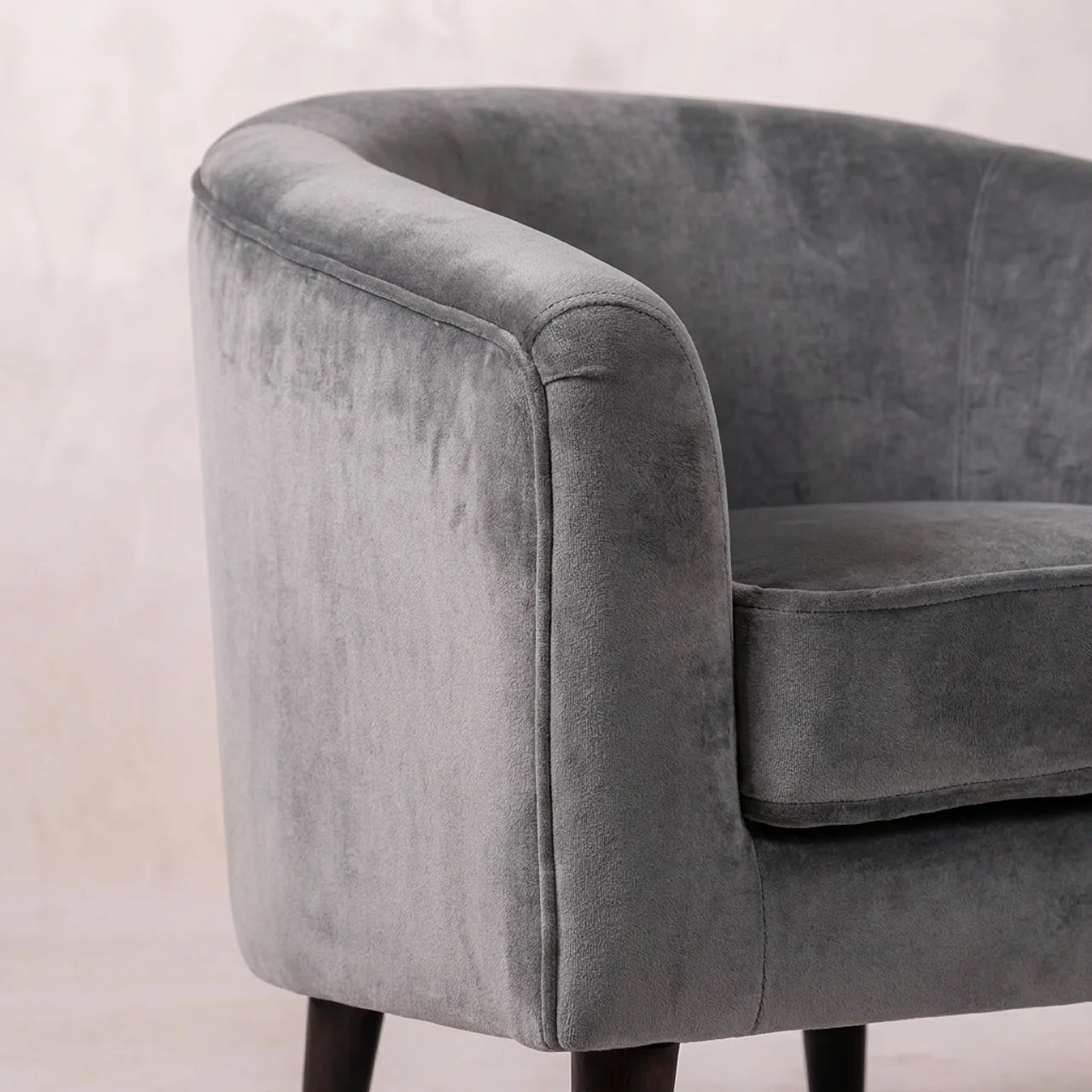 Grey Velvet Nordic Style Armchair