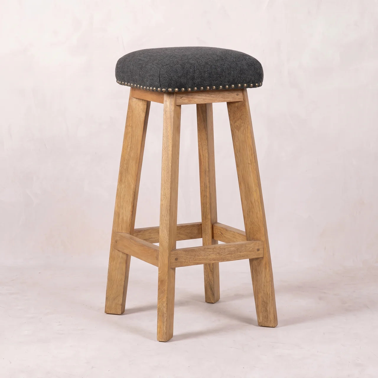 Black Tweed Studded Bar Stool